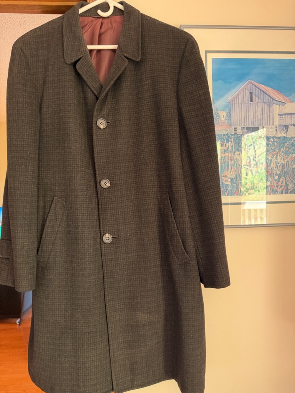 Ulbricht Dark Brown Wool-Blend Pea Coat with Notch Collar